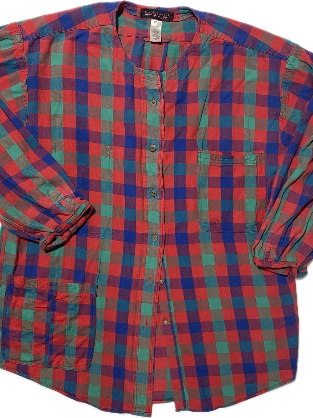 Tumbleweed Red Green Blue Plaid Button-Down Shirt
